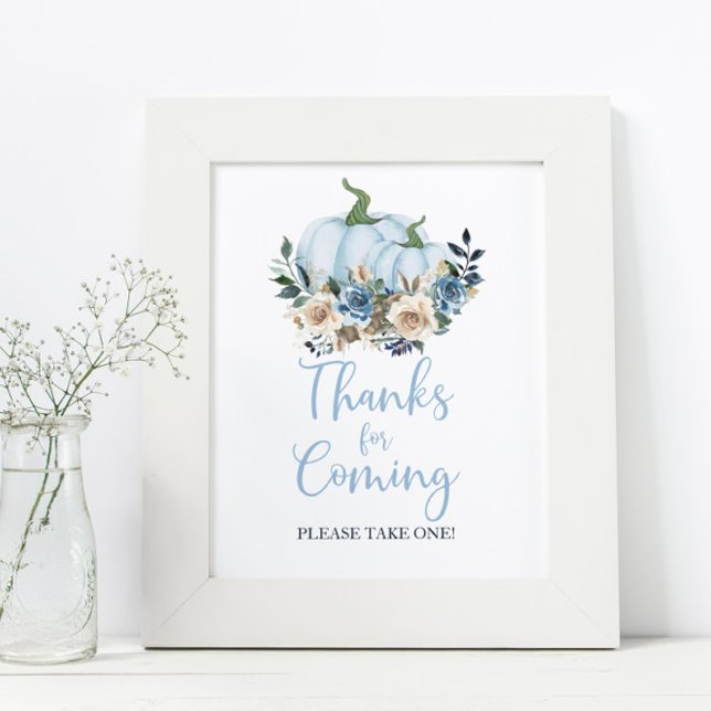 Fall Blue Pumpkin Boy Dusche Danke für das Kommen Poster (Von Creator hochgeladen)