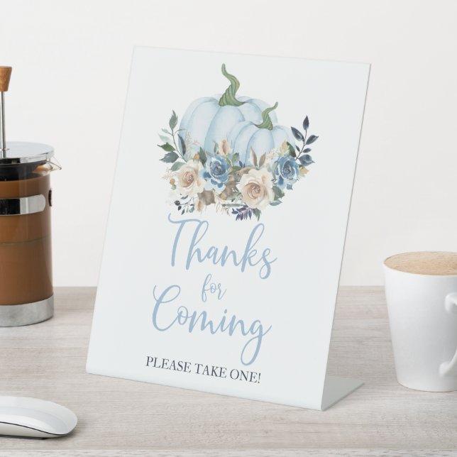 Fall Blue Pumpkin Boy Dusche Danke für das Kommen Sockelschild (In SItu)