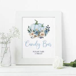 Fall Blue Pumpkin Boy Shower Candy Bar Poster