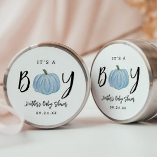 Fall Blue Pumpkin Es ist eine Baby-Dusche Runder Aufkleber