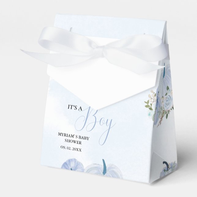 Fall Blue Pumpkin Floral Boy Baby Dusche Geschenkschachtel (Vorderseite)