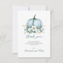 Fall Blue Pumpkin Floral Eucalyptus Baby Dusche Dankeskarte