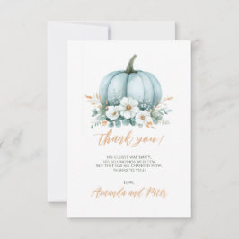 Fall Blue Pumpkin Floral Eucalyptus Baby Dusche Dankeskarte