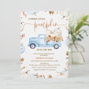 Fall Blue Pumpkin Truck Little Pumpkin Baby Dusche Einladung