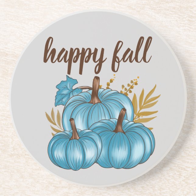 Fall Blue Pumpkins Gray Classic Getränkeuntersetzer (Vorne)