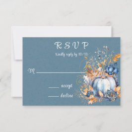 Fall Blue und Orange Pumpkin Peony RSVP Karte