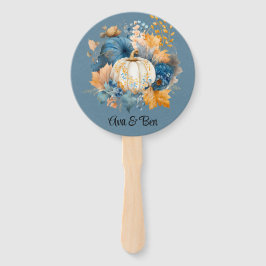 Fall Blue und Orange Pumpkin Peony Wedding Fächer
