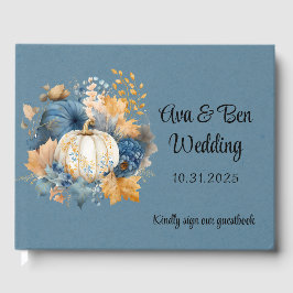 Fall Blue und Orange Pumpkin Peony Wedding Gästebuch