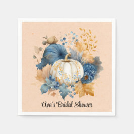 Fall Blue und Orange Pumpkin Peony Wedding Serviette
