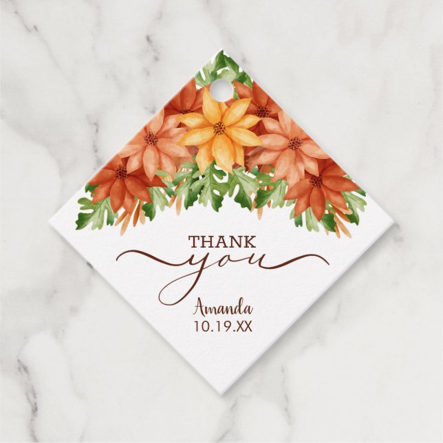 Fall Blume Brautparty Danke Geschenkanhänger (Vorderseite)