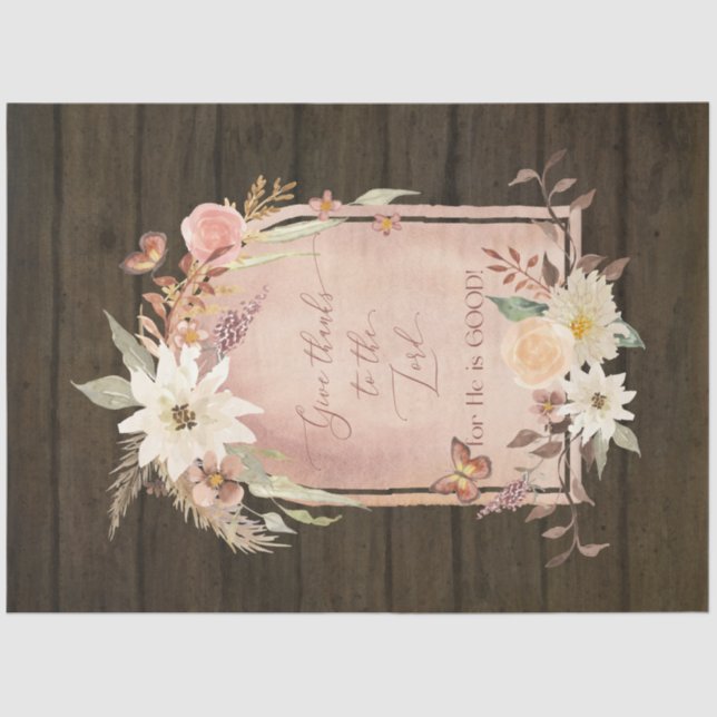 Fall Blume dank Lord Wooden Decoupage Seidenpapier (Vorderseite)