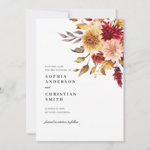 Fall-Blume, die die Datumskarte speichern Einladung