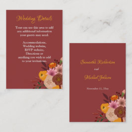 Fall-Blume - Eintrittskarte für die Hochzeitdetail Begleitkarte