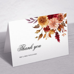 Fall-Blume Hochzeit Dankeschön-Karte Dankeskarte