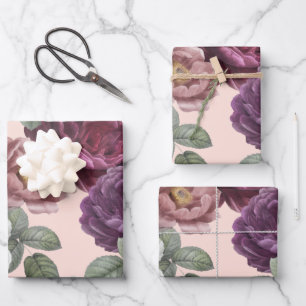 Fall-Blume Lila botanischer Blumenwrap Geschenkpapier Set