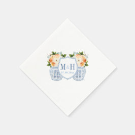 Fall Blume Monogram Chinoiserie Wedding Party Serviette