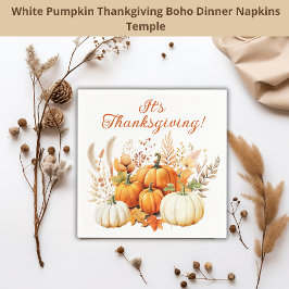 Fall Blume White Pumpkin Erntedank Dinner Serviette
