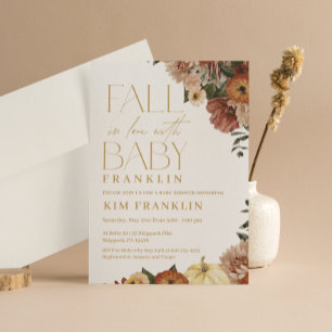 Fall Blumenfall in Liebe Babydusche Einladung