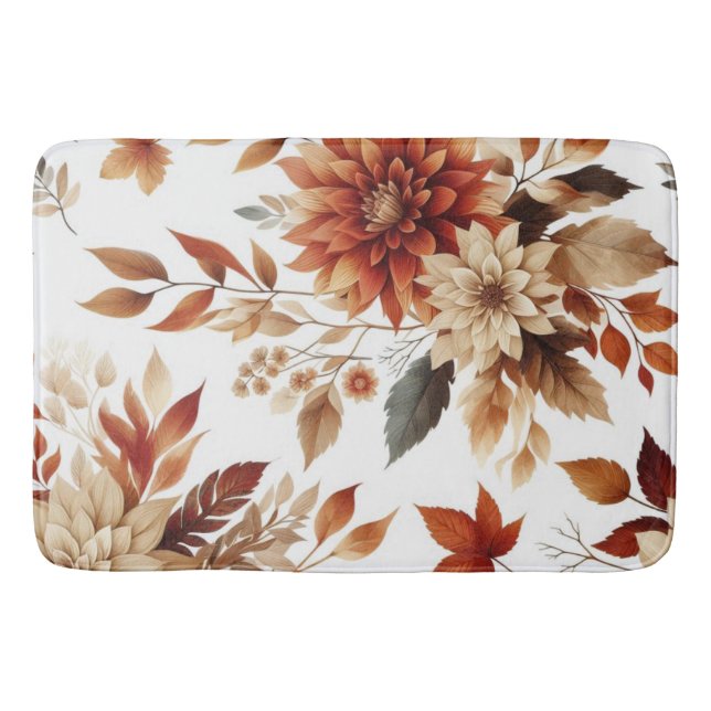 Fall Blumenkupfer Blume und Blätter Bath Mat Badematte (Vorderseite)