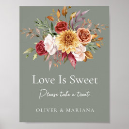 Fall Blumensage Grüne Hochzeit Liebe ist süßes Zei Poster