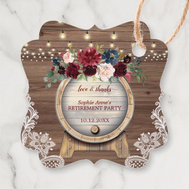 Fall Blumenwein Rebberge Party Geschenkanhänger (Rückseite)