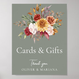 Fall Blumenzettel Grüne Hochzeitskarten & Geschenk Poster