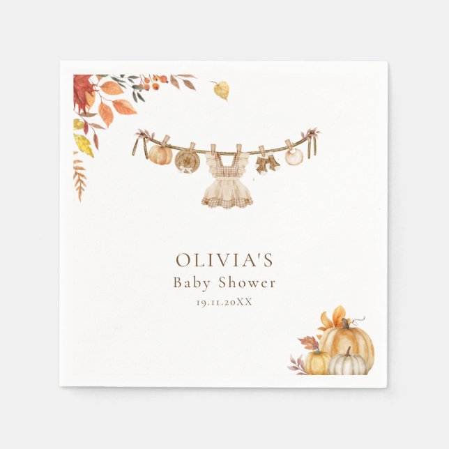 Fall Boho Babydusche, ein kleiner Kürbis auf ihrem Serviette (Vorderseite)