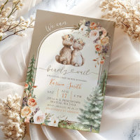 Fall Boho Bear Woodland Forest Floral Baby Dusche