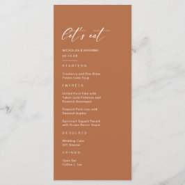 Fall Boho Burnt Orange Wedding Menükarte