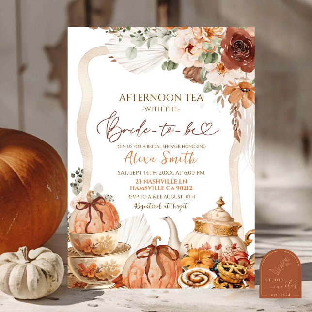 Fall Boho Coquette Pumpkin Teezeremonie Party Brau Einladung (Von Creator hochgeladen)