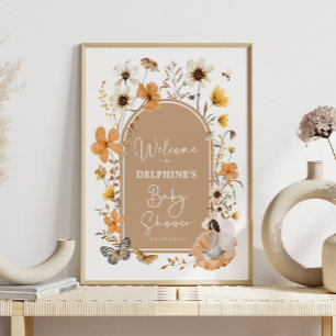 Fall Boho Fairy Wildblume Babydusche Willkommen Poster