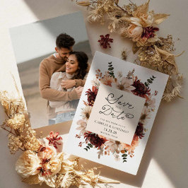 Fall Boho Floral Save the Date Foto-Karte