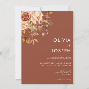 Fall Boho Floral Simple Modern Wedding Einladung