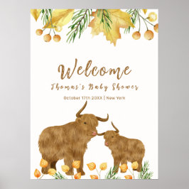 Fall Boho Highland Kuw Baby Dusche Willkommen Poster