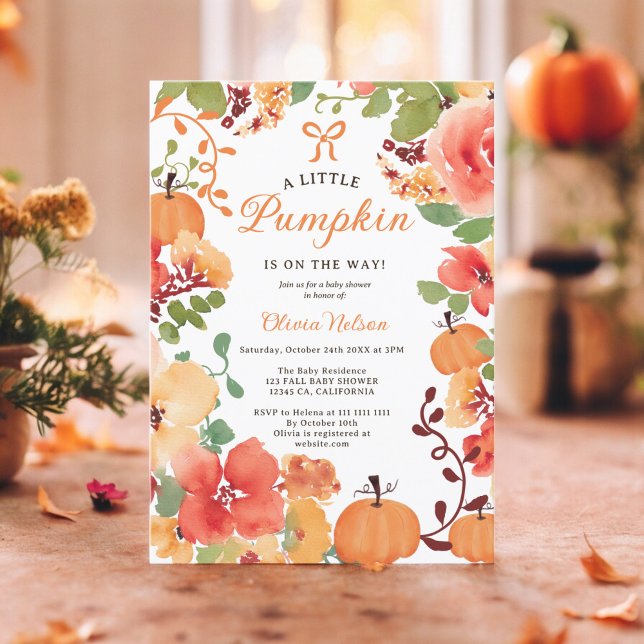 Fall Boho Kleine Kürbisbrunnendusche Einladung (Fall Boho Little pumpkin baby shower Invitation)
