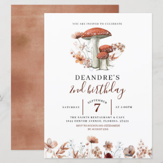 Fall Boho Mushroom Einladung zum ersten Geburtstag