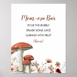Fall Boho Mushroom Floral Baby Dusche Mama-osa Bar Poster