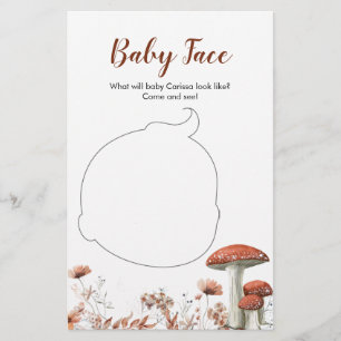 Fall Boho Mushroom Floral Baby Shower Baby Face