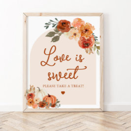 Fall Boho Terracotta Pumpkin Liebe ist Sweet Sign Poster