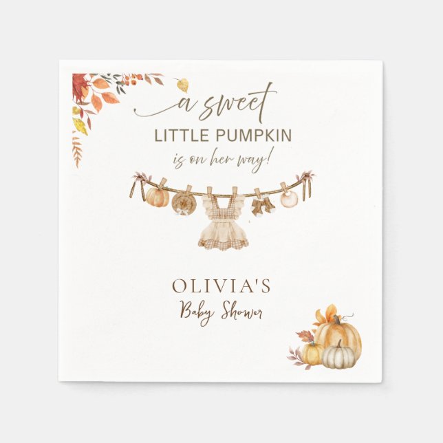 Fall Boho Wäsche ein wenig Kürbis auf ihrem Weg Serviette (Vorderseite)