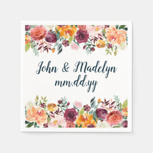 Fall Boho Wedding Serviette Personalisiertes Flora
