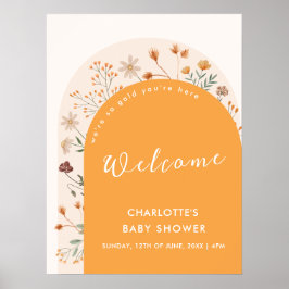Fall Boho Wildblume Arch Baby Dusche Willkommen Poster