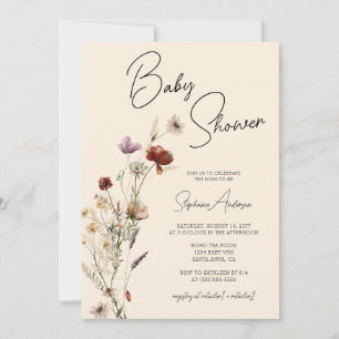 Fall Boho Wildblume Babydusche Einladung