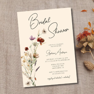 Fall Boho Wildblume Brautparty Einladung