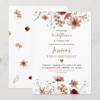 Fall Boho Wildblume macht einen Geburtstag Einladung
