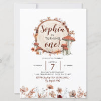 Fall Boho Woodland Pilz Birthday Einladung