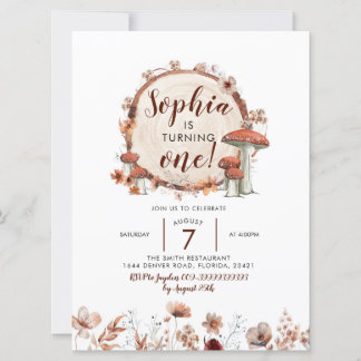 Fall Boho Woodland Pilz Birthday Einladung