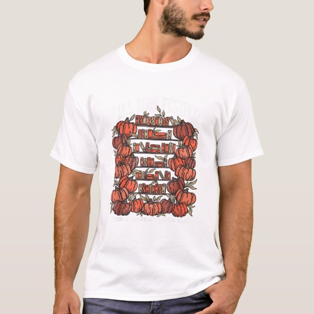 Fall Book Festival Funny Halloween T-Shirt (Vorderseite)