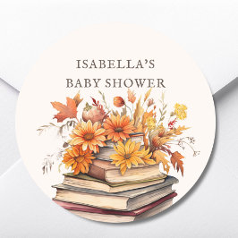 Fall Book Themed Baby Dusche Gefallen Runder Aufkleber