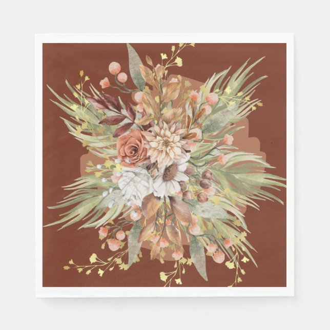 Fall Botanicals Wedding Suite Papier Napkins (Rost Serviette (Vorderseite)